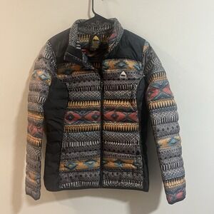 Burton Jacket Womens Medium Aztec Hooded Evergreen Synthetic Insulator Snowboard